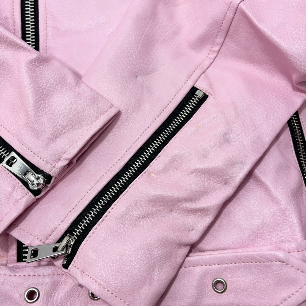 Dolls Kill X Hello Kitty Faux Leather Moto Jacket Spikes Full Lined Size L - Picture 13 of 15